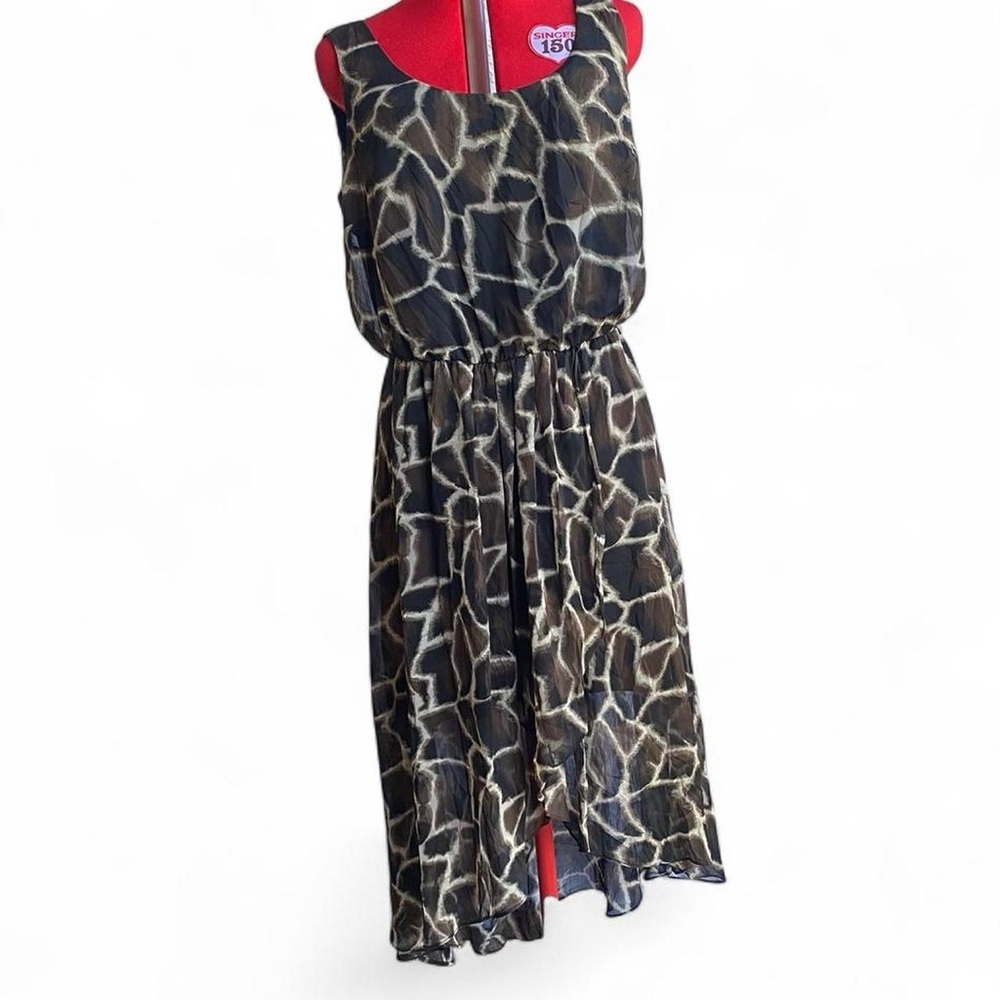 MSK Women's Brown and Black Giraffe Print Dress